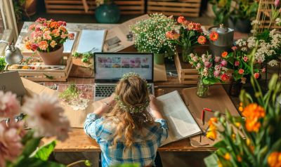 florist werden onlinekurs mit blumen und tablet
