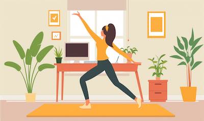 Stretching Übung im Homeoffice um fit zu bleiben