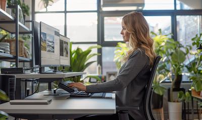 Höhenverstellbarer Schreibtisch für ergonomisches Arbeiten im Homeoffice