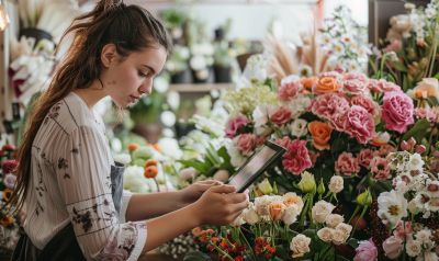 floristikkurse für quereinsteiger mit blumenstrauß und lernmaterial